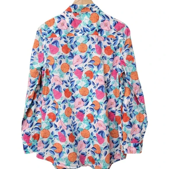 J McLaughlin Shirt Womens Large Button Up Lois‎ Callery Fruits Resort Vacation - Picture 2 of 11